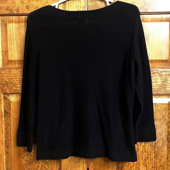Sweater 3/4 Sleeve‎ Cotton Boat Neck Black Size L NWOT Ruby Rd - Picture 3 of 10